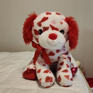Valentine Heart Plush Puppy - White and Red